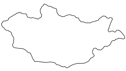 Naklejka premium Mongolia map outline black stroke simple design on transparent background silhouette