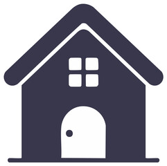Minimalist house icon with window and arched door representing home, property, and real estate