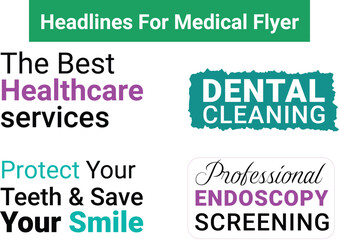 Medical Healthcare Services Flyer Headlines Set