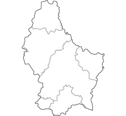 Obraz premium Luxembourg country map outline black and white isolated vector illustration on transparent background silhouette