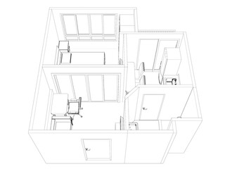Fototapeta premium 3D illustration of interior project 