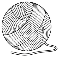 Yarn ball illustration, wool knitting outline, craft line art graphic design