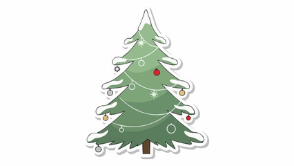 Fototapeta premium Decorated Christmas tree with snow and ornaments on white background