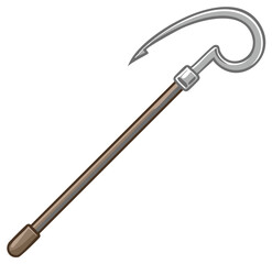 Animate Illustration of a Shepherd's Crook Hooked Stick, a Traditional Farming Implement