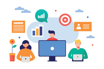 Business Team Analyzing Marketing Data on Computer