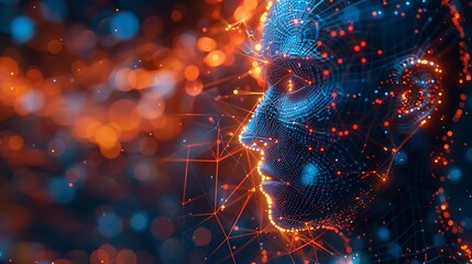 Ai brain network building glowing pathways inside wireframe head