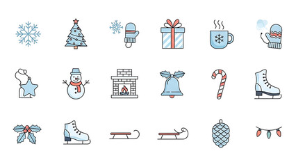Minimalist Christmas Icons Set: Holiday Symbols Vector