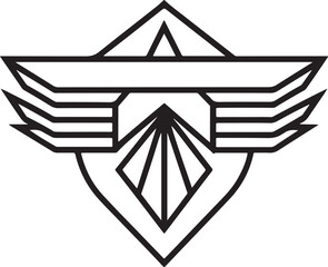 Winged Shield Geometric Symbol