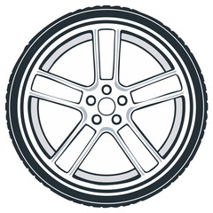 Obraz premium Modern Car Wheel Tire Rim Alloy Sport Design Illustration Graphic