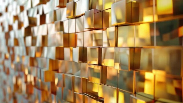 Video A detailed view of a wall composed of small square blocks