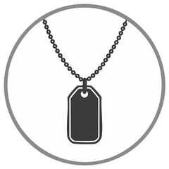 Fototapeta premium Dog Tag with Ball Chain Vector Isolated in Gray Circle Symbol Graphics