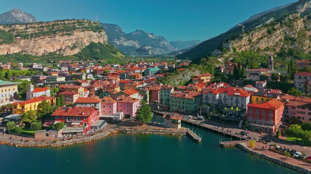 Aerial View of Torbole on Lake Garda in the Italian Alps