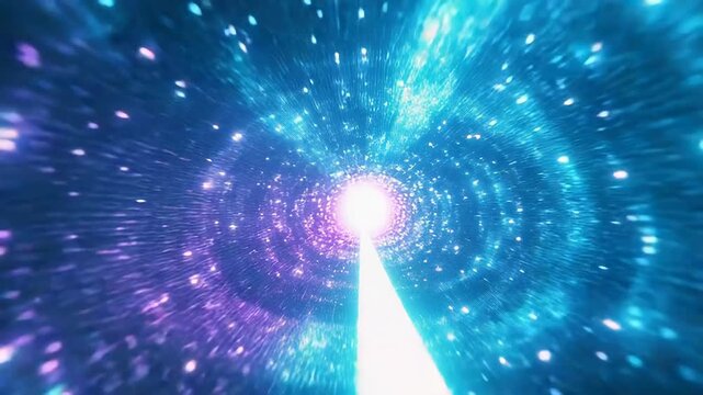 Abstract wormhole tunnel traveling through cosmic light speed