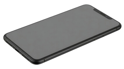 Black smartphone with gray screen isolated on transparent background