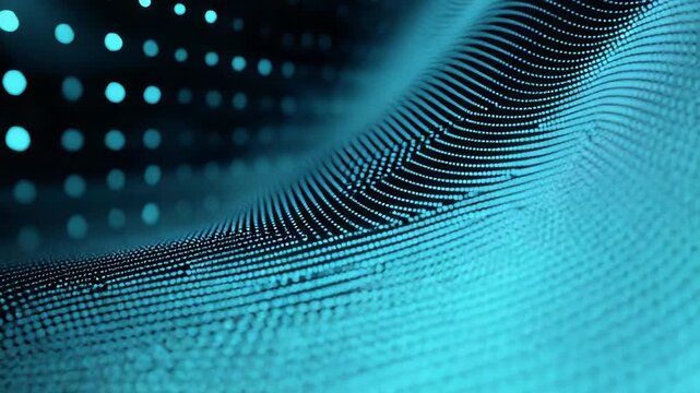 Abstract glowing blue dots transforming futuristic digital wave