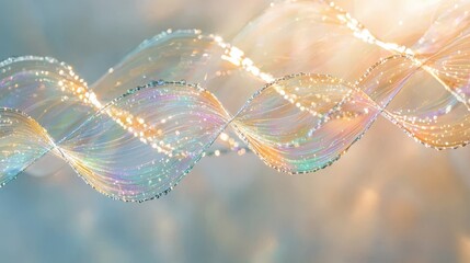 Obraz premium Optical path curves medium distance variable depth field highlights individual fiber light trails flowing wave patterns soft gradient background timeless abstract natural beauty