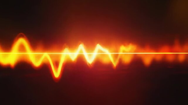 Fiery red sound wave pulsating energy signal