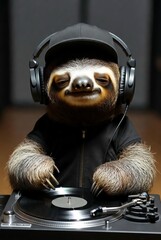 dj turntable and headphones