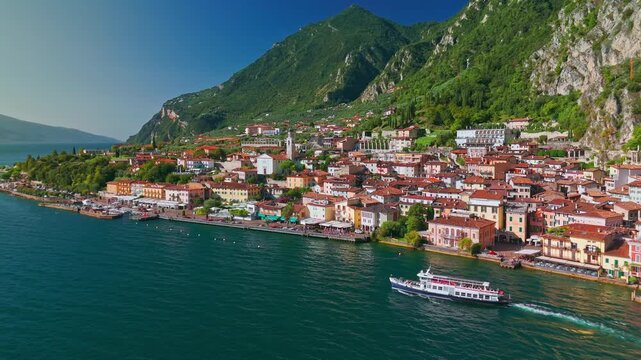 Aerial View of Limone sul Garda on Lake Garda in the Italian Alps