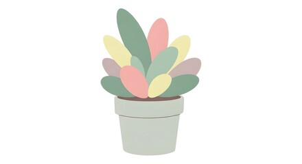 Obraz premium A cute potted succulent plant with pastel-colored leaves, perfect for decor and botanical illustrations