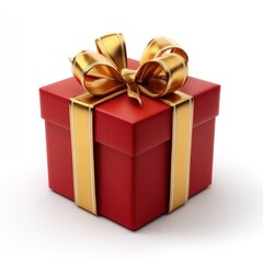 Fototapeta premium Red gift box with a golden bow