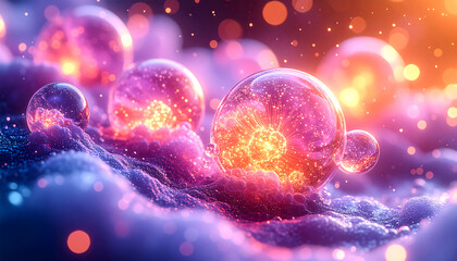 Abstract christmas background with snowflakes and glowing christmas tree lights featuring a colorful purple and blue bokeh design with bright stars and a blur glow on a dark holiday night backdrop