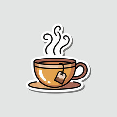 Coffee cup icon with heart vector illustration for hot morning drink design and cafe beverage symbol