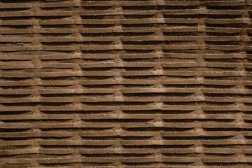 Recycled void fill corrugated cardboard netting mat, close up