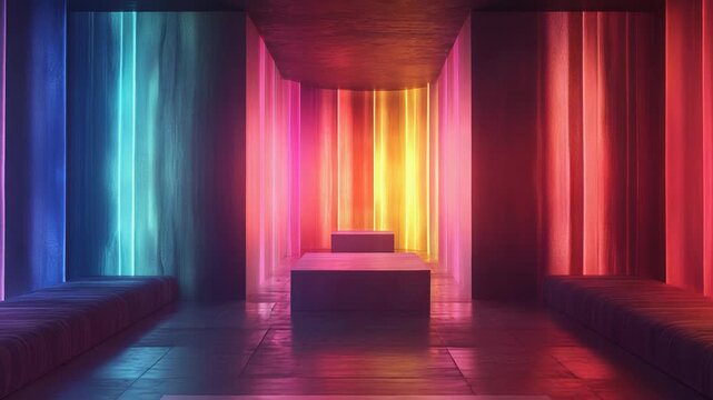 Modern room design with colorful neon light ambiance