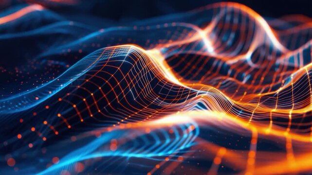 Video A digital representation of a wavy pattern in shades of blue and orange