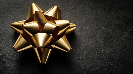 golden bow on black background