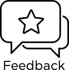 Obraz premium Customer review and positive feedback concept with star inside speech bubbles line art illustration