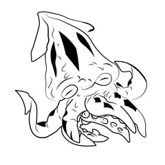 Cute Squid coloring pages for kids and adults
