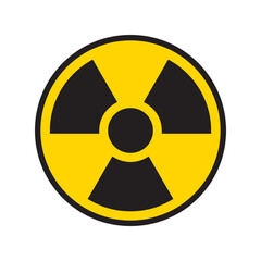 Radiation black and yellow icon. Forbidden & prohibition sign. Warning symbol. Radioactivity, radioactive, hazard, nuclear, danger concept. Vector illustration. Editable stroke. Flat design element.