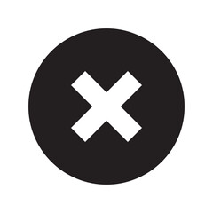 Obraz premium Warning black icon. Forbidden & prohibition sign. Cross symbol. Circle round shape. Vector illustration. Editable stroke. Flat design element.