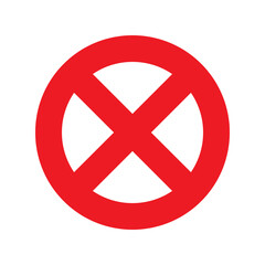 Obraz premium Warning red icon. Forbidden & prohibition sign. Cross symbol. Circle round shape. Vector illustration. Editable stroke. Flat design element.