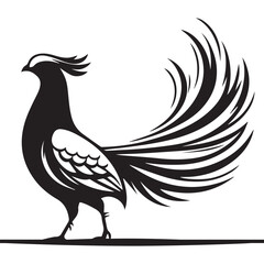  Golden Pheasant Silhouette Vector | Black & White Artwork Graphic