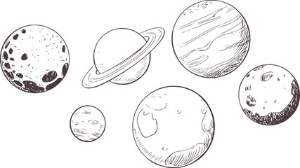 Black and white style of celestial planets craters © Asha