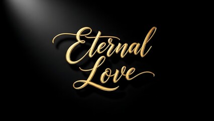 Eternal love golden text on black background with spotlight effect
