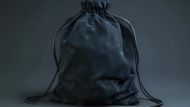Video A black drawstring bag sits on a table, perfect for storing small items