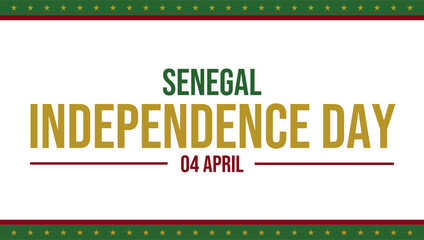 Minimal white background banner for Senegal Independence Day with elegant and patriotic layout