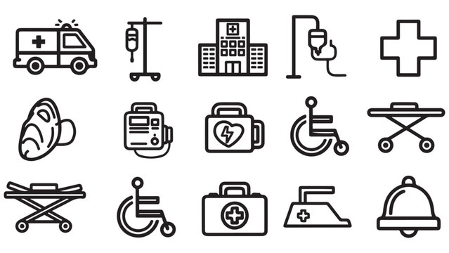 Medical Equipment Icon Collection for Healthcare Facility Asset Tracking and Capital Planning Presentations
