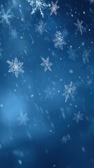 繊細な雪の結晶が舞い降りる冬の空間。冬季イベントや季節感を演出する背景素材。