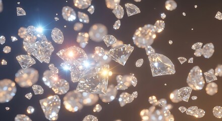 Radiant cascade of crystalline diamonds glimmering with celestial iridescence and opulent extravagance