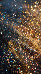 Naklejka premium Sparkles and glitter create a colorful display during a crafting activity at home in the evening