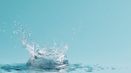 水しぶきが勢いよく上がる瞬間の描写。清涼感や水の動きを表現する素材。