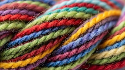 ia generated. Top view macro close-up of mixed colorful wool fibers forming a soft abstract texture. Perfect for creative backgrounds, textile design, fashion, craft and visual projects.	