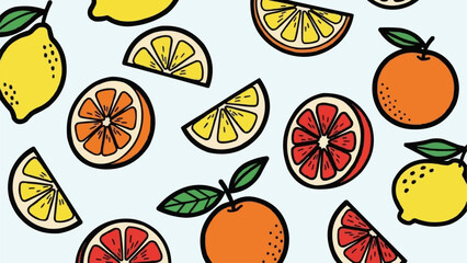 Vibrant Citrus Fruits Pattern Fresh Healthy Food.