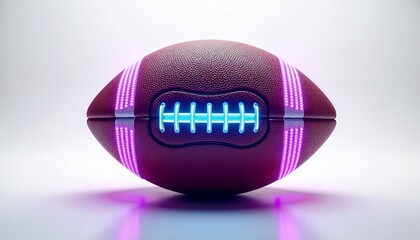 American football with glowing laces and stripes. Modern game design. Creative sports concept for digital ad, invitation, or poster.