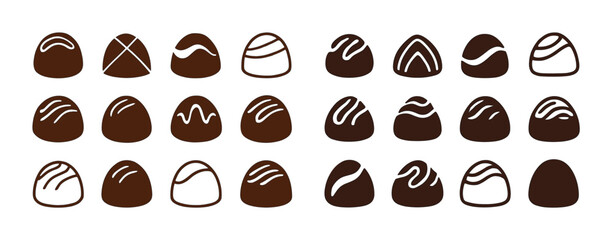 Assorted chocolate pralines collection with diverse patterns